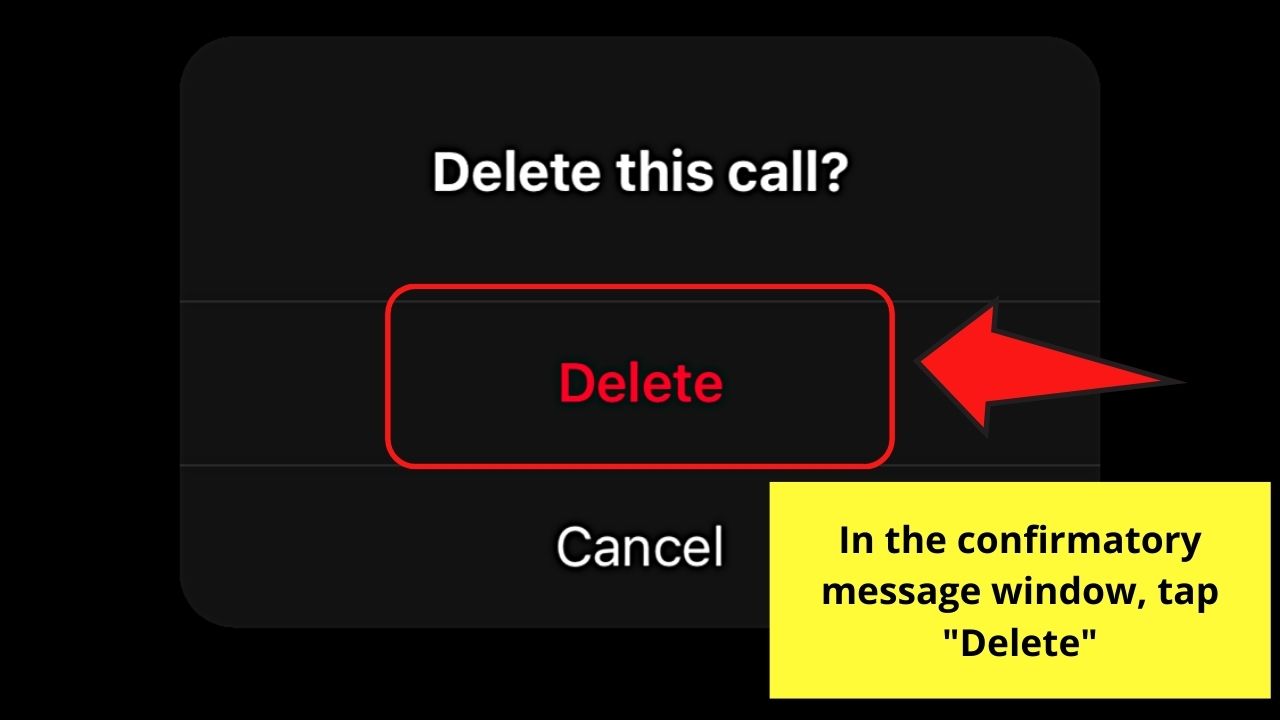 How to Delete Calls on Instagram in the Calls Section Step 7