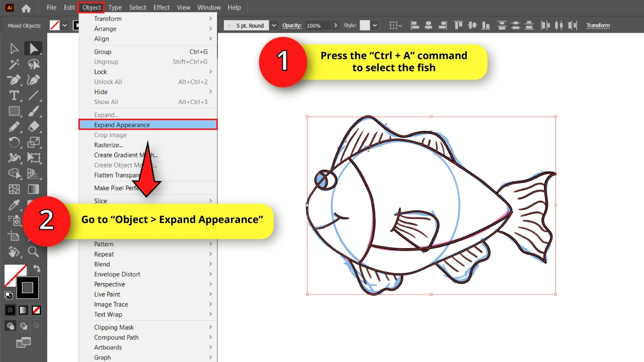 How to Draw a Fish in Illustrator Step 13