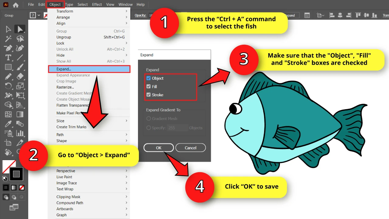 How to Draw a Fish in Illustrator Step 16
