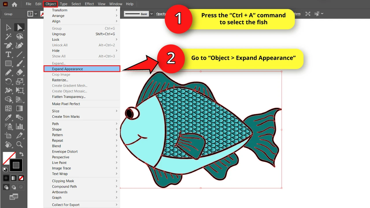 How to Draw a Fish in Illustrator Step 23