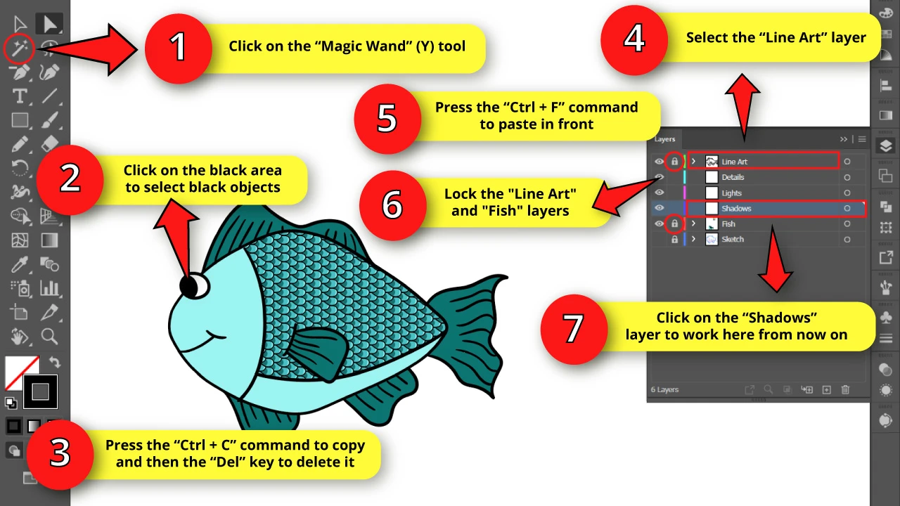 How to Draw a Fish in Illustrator Step 25