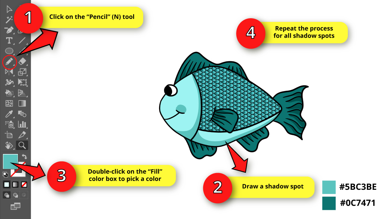 How to Draw a Fish in Illustrator Step 27