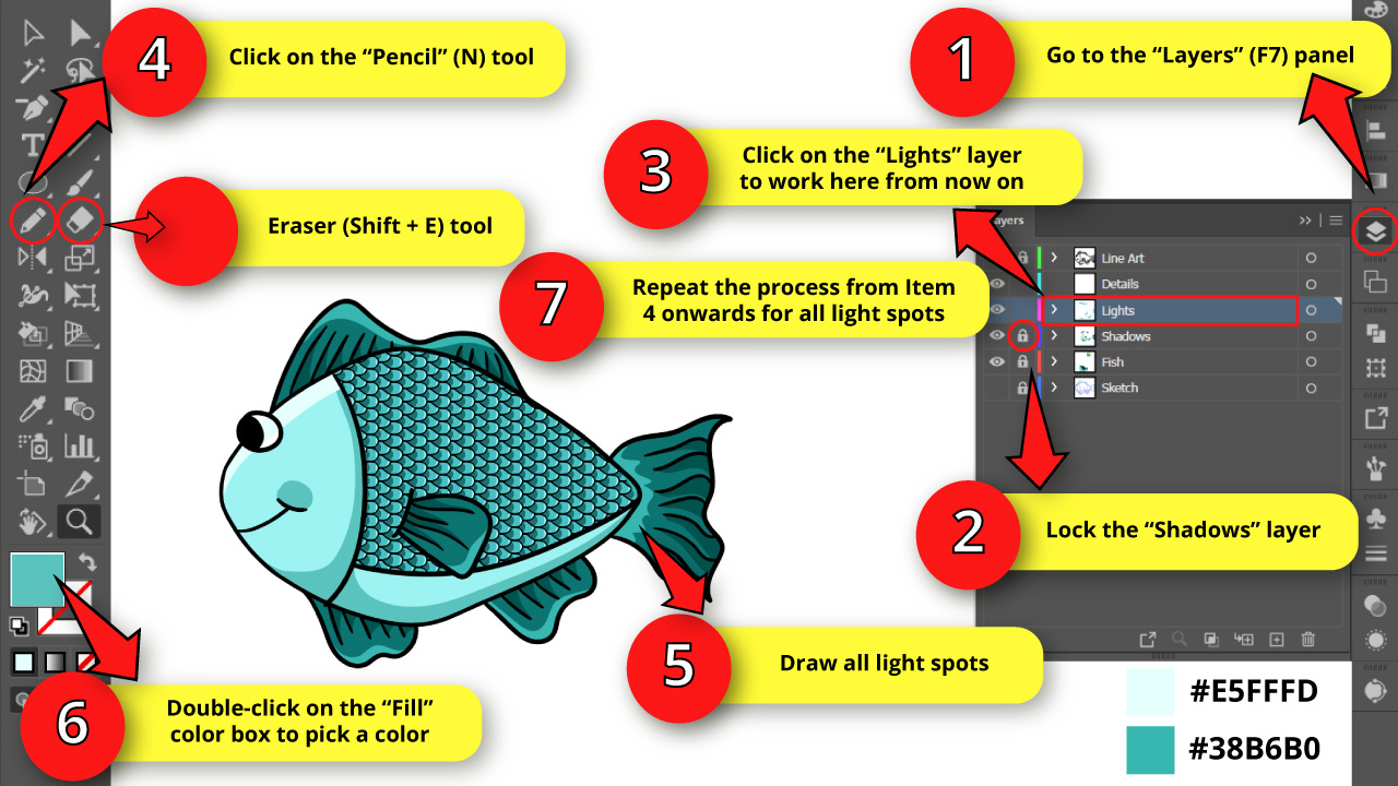 How to Draw a Fish in Illustrator Step 28