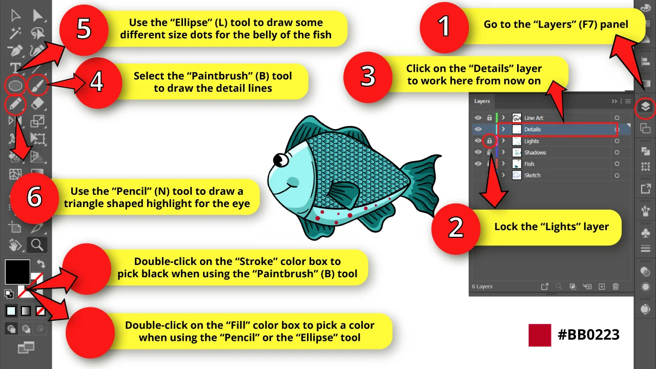 How to Draw a Fish in Illustrator Step 29