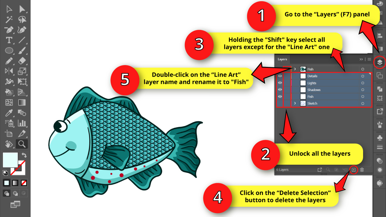 How to Draw a Fish in Illustrator Step 30