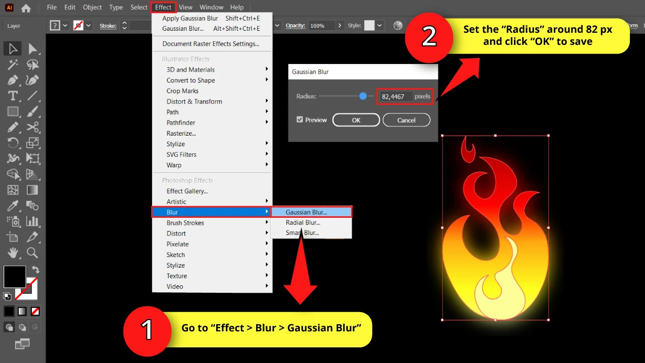 How to Draw a Flame in Illustrator Step 18