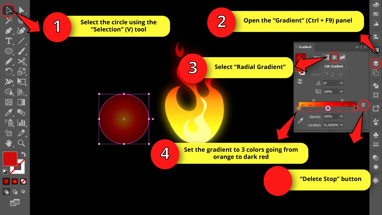 How to Draw a Flame in Illustrator Step 20