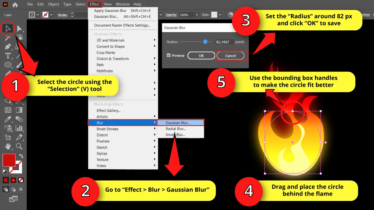 How to Draw a Flame in Illustrator Step 21