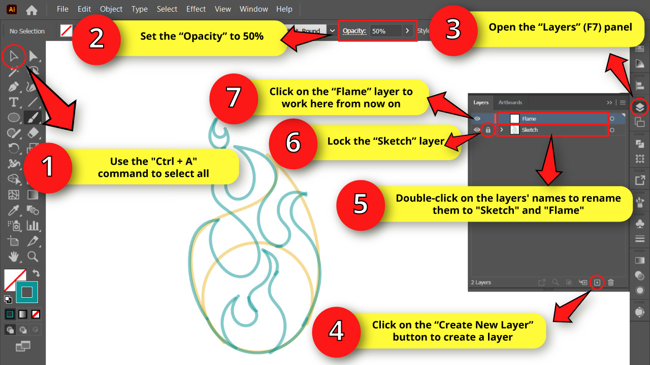 How to Draw a Flame in Illustrator Step 9