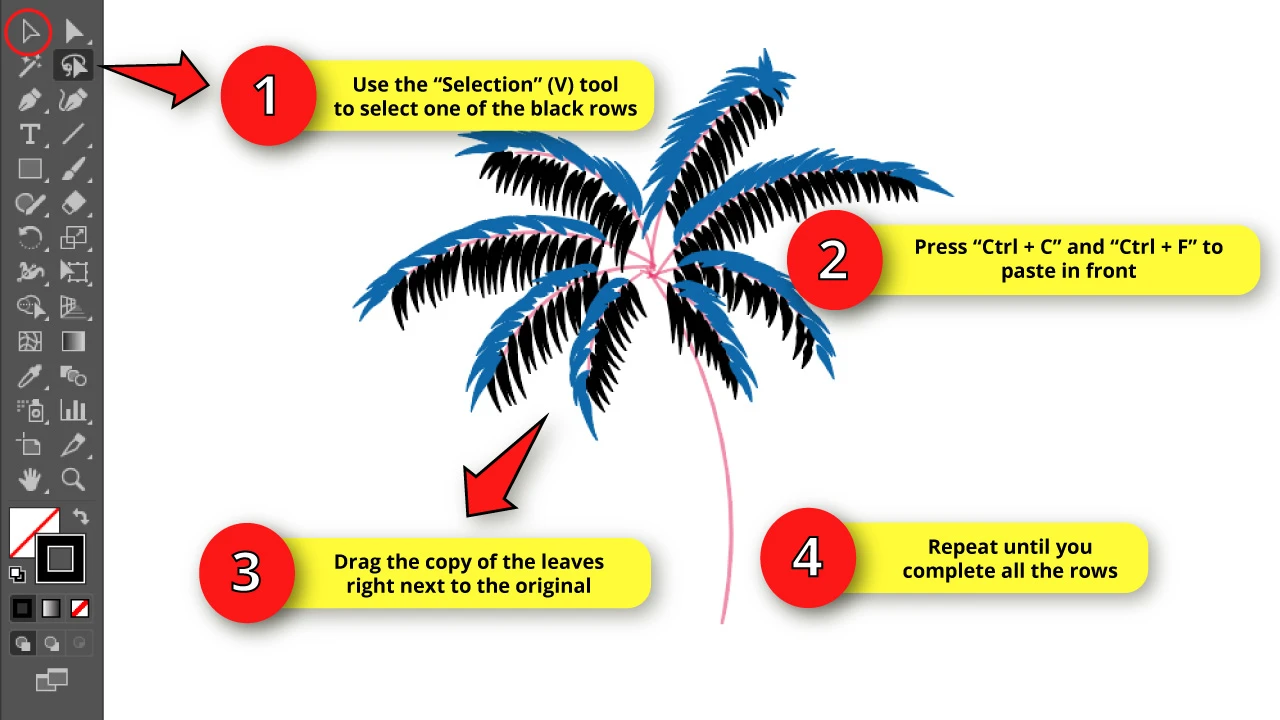 How to Draw a Palm Tree in Illustrator Step 21