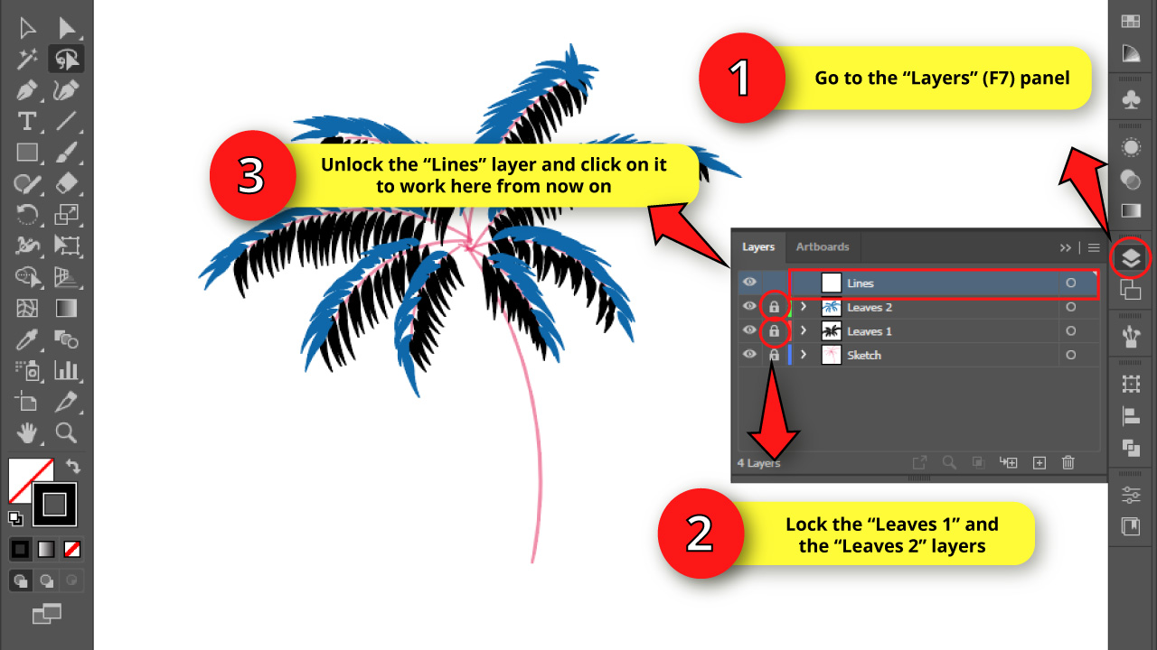 How to Draw a Palm Tree in Illustrator Step 22