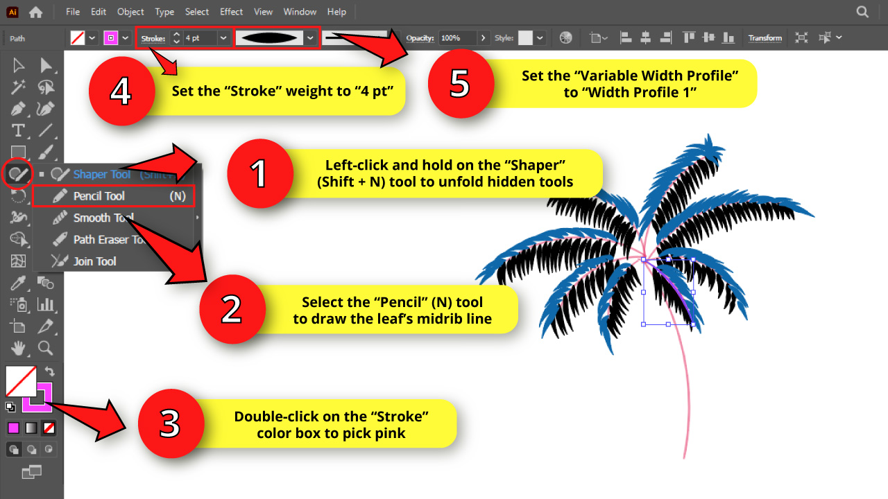 How to Draw a Palm Tree in Illustrator Step 23