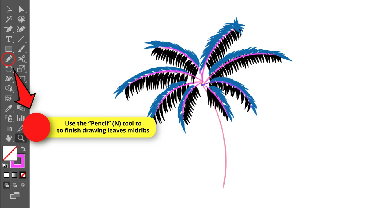 How to Draw a Palm Tree in Illustrator Step 24