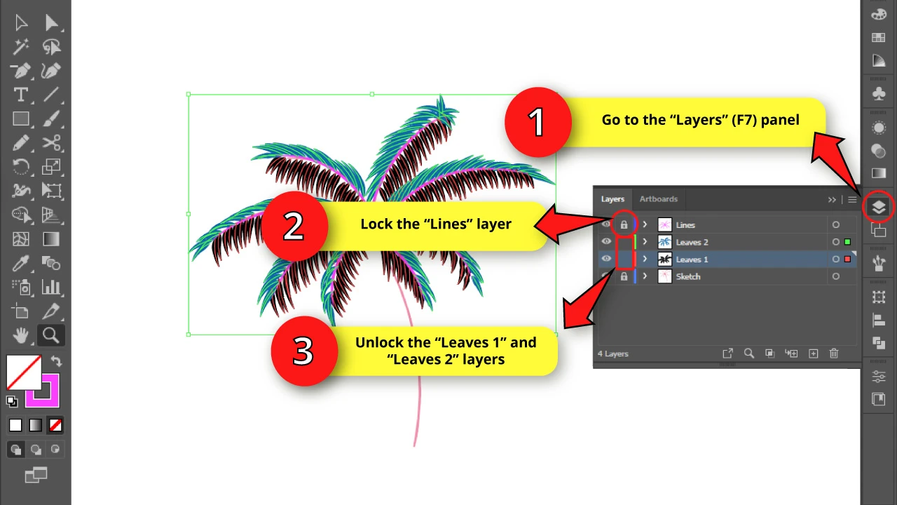 How to Draw a Palm Tree in Illustrator Step 25