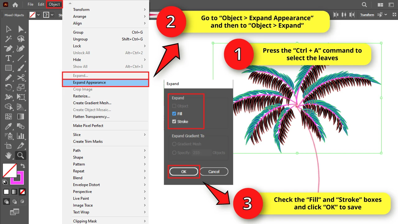 How to Draw a Palm Tree in Illustrator Step 26