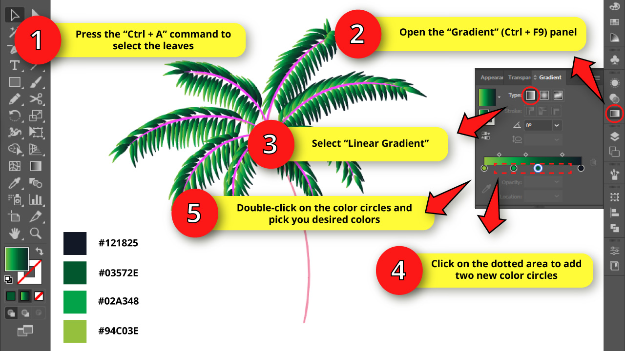 How to Draw a Palm Tree in Illustrator Step 27