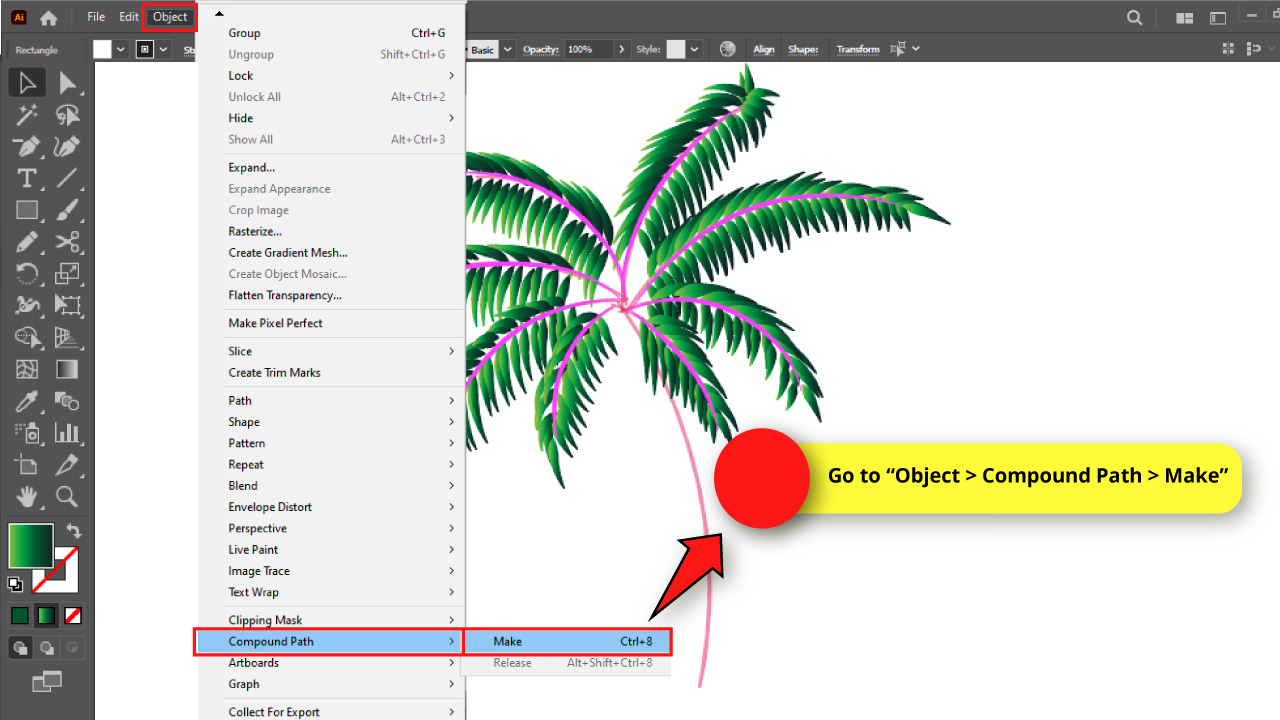 How to Draw a Palm Tree in Illustrator Step 29