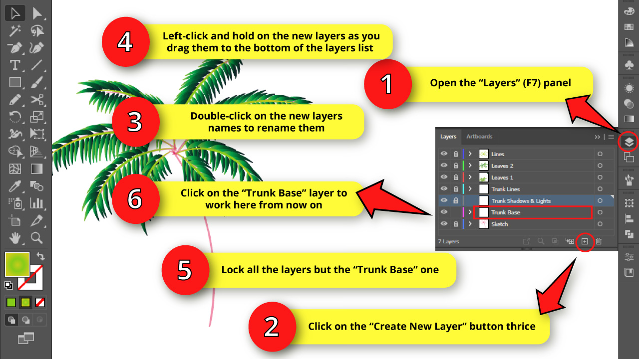How to Draw a Palm Tree in Illustrator Step 31