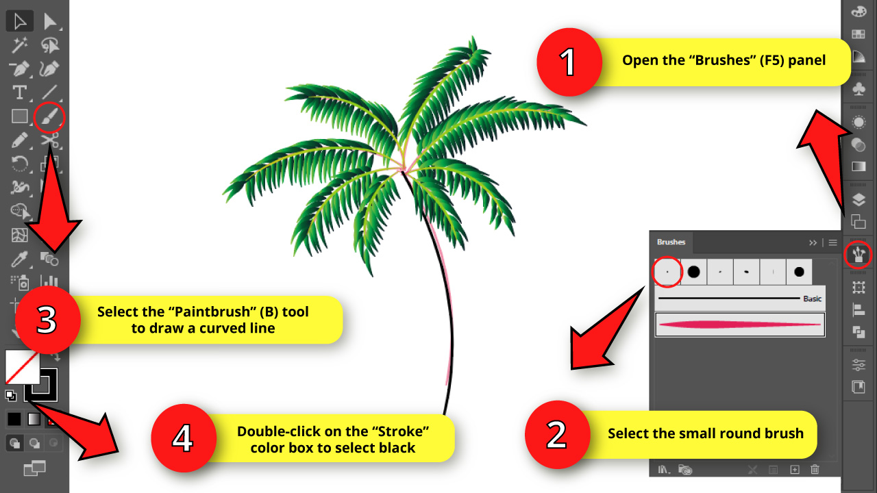 How to Draw a Palm Tree in Illustrator Step 32