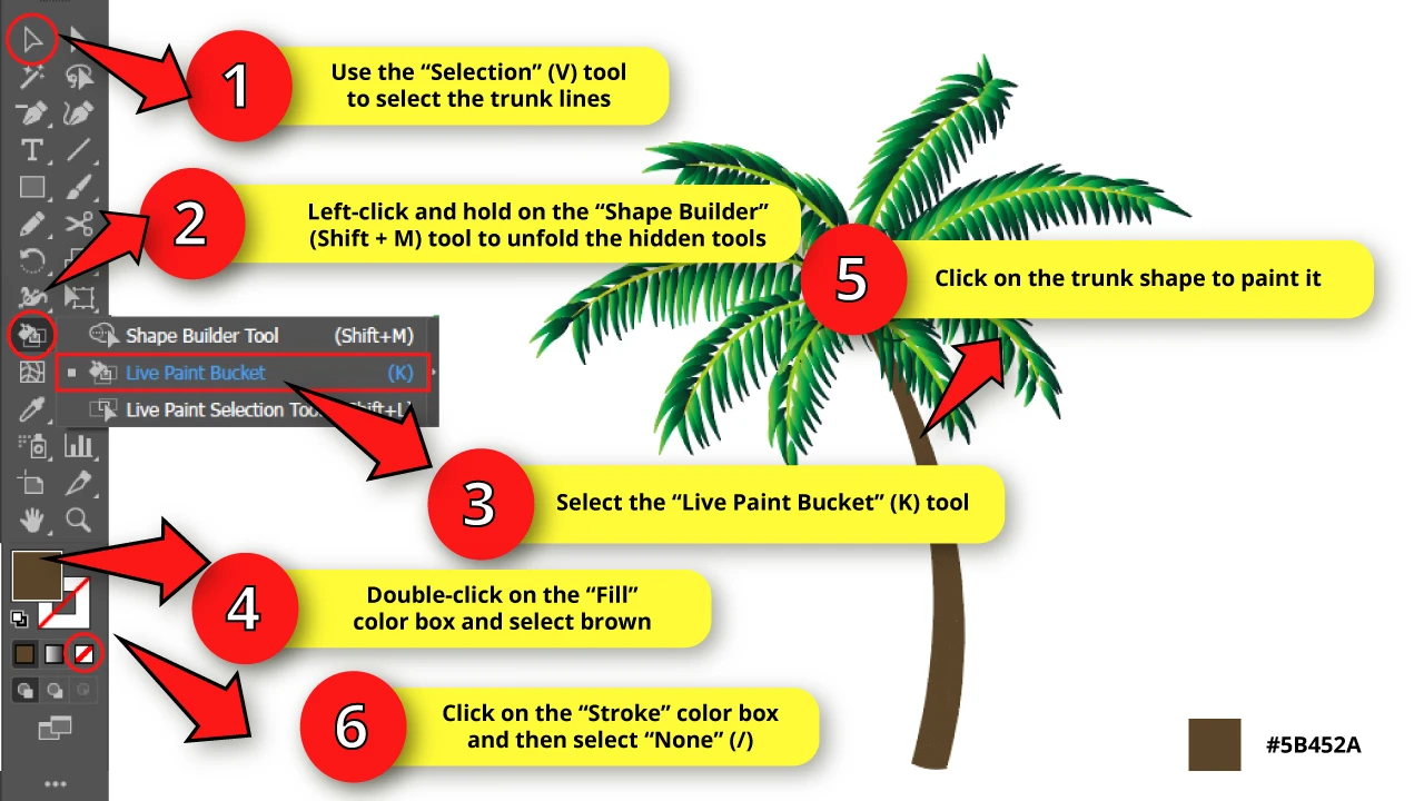 How to Draw a Palm Tree in Illustrator Step 36