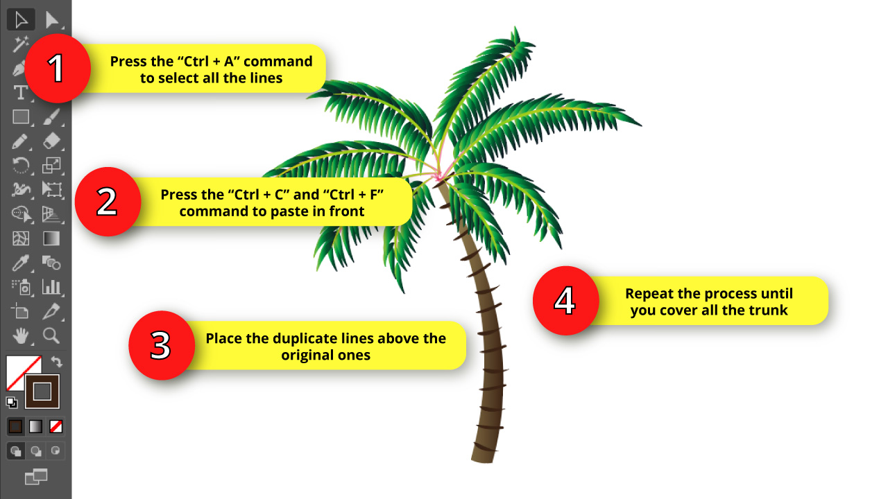 How to Draw a Palm Tree in Illustrator Step 39