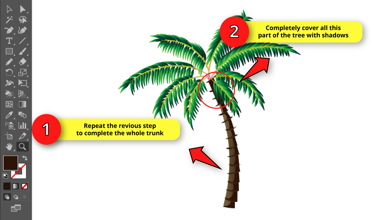How to Draw a Palm Tree in Illustrator Step 42