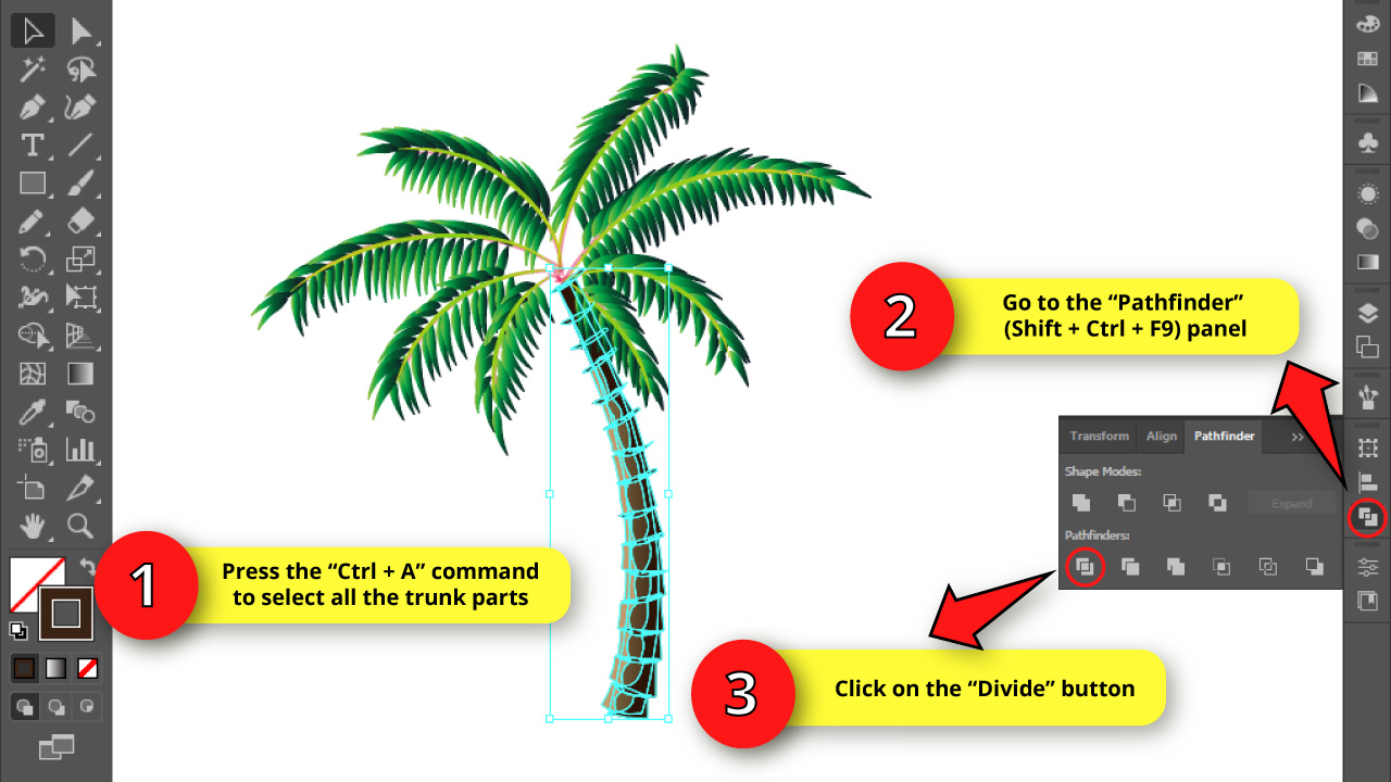 How to Draw a Palm Tree in Illustrator Step 45