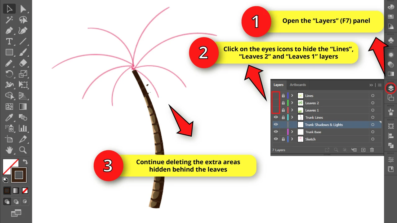 How to Draw a Palm Tree in Illustrator Step 47