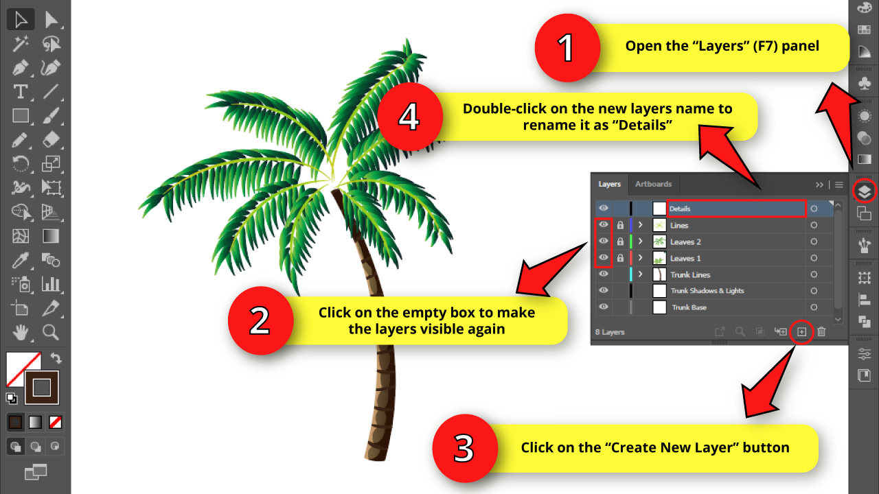 How to Draw a Palm Tree in Illustrator Step 48