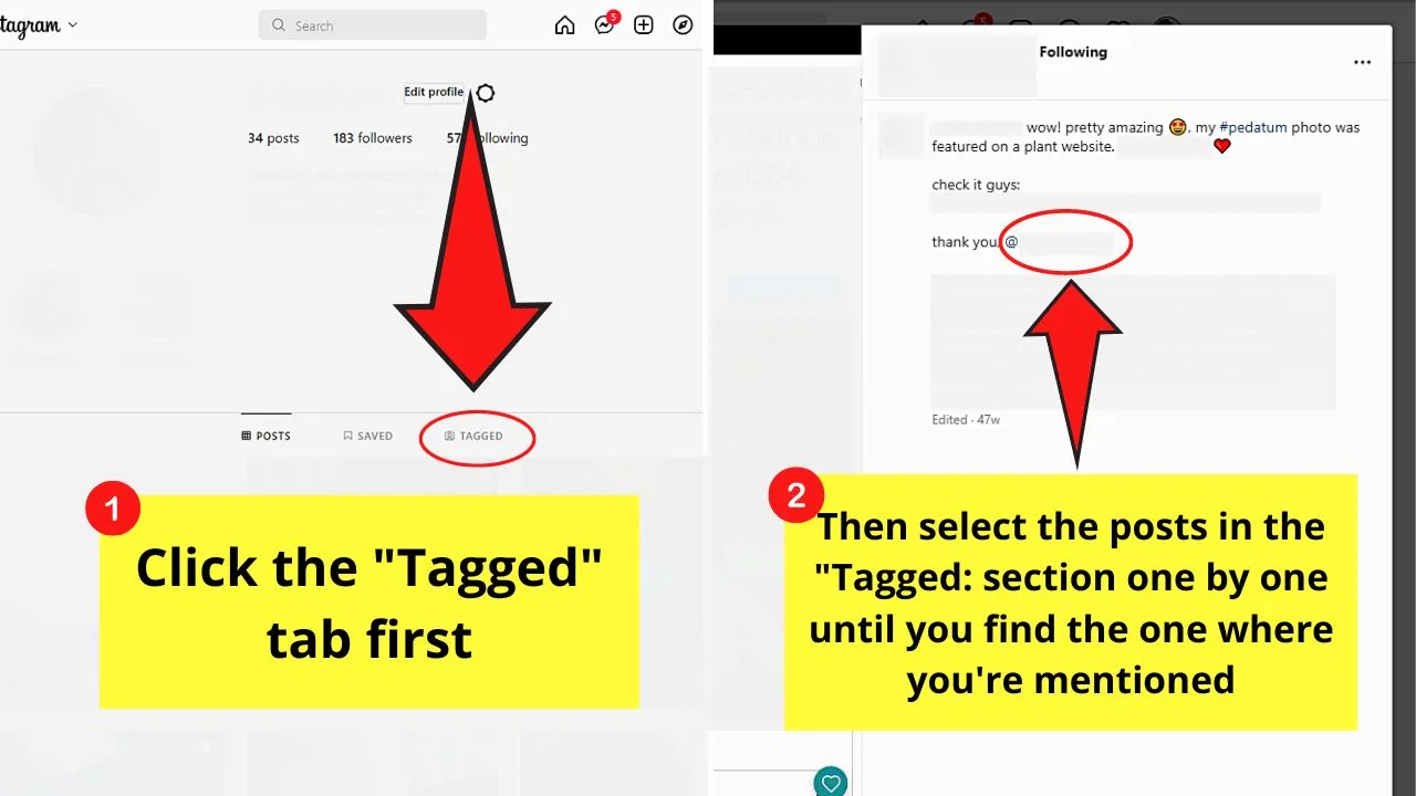 How to Find Mentions on Instagram by Checking Tagged Posts (Computer) Step 3