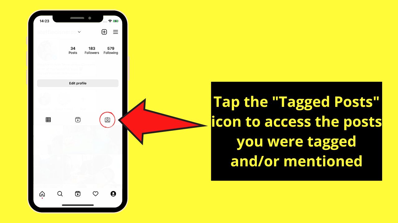 How to Find Mentions on Instagram by Checking Tagged Posts (Mobile) Step 2.2