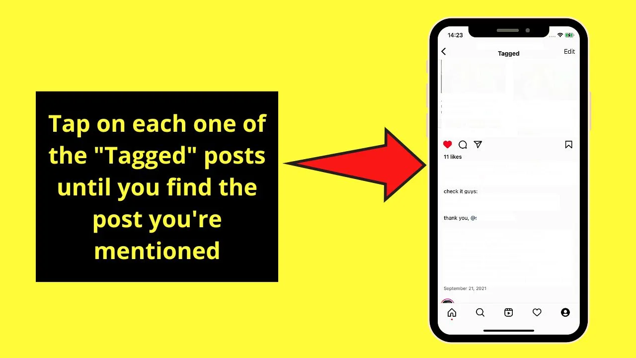 How to Find Mentions on Instagram by Checking Tagged Posts (Mobile) Step 3