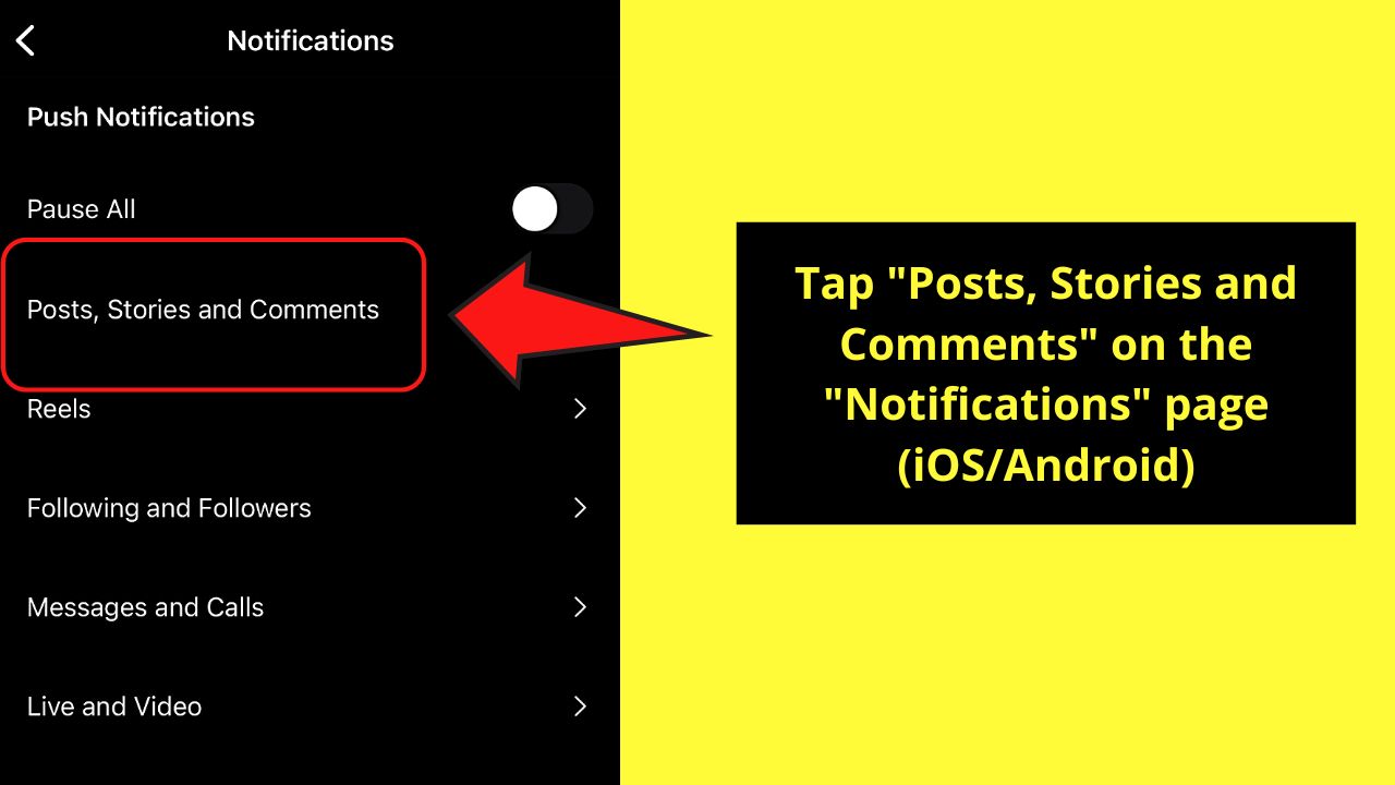 How to Find Someone's Comment on Instagram by Activating Push Notifications Step 5.1