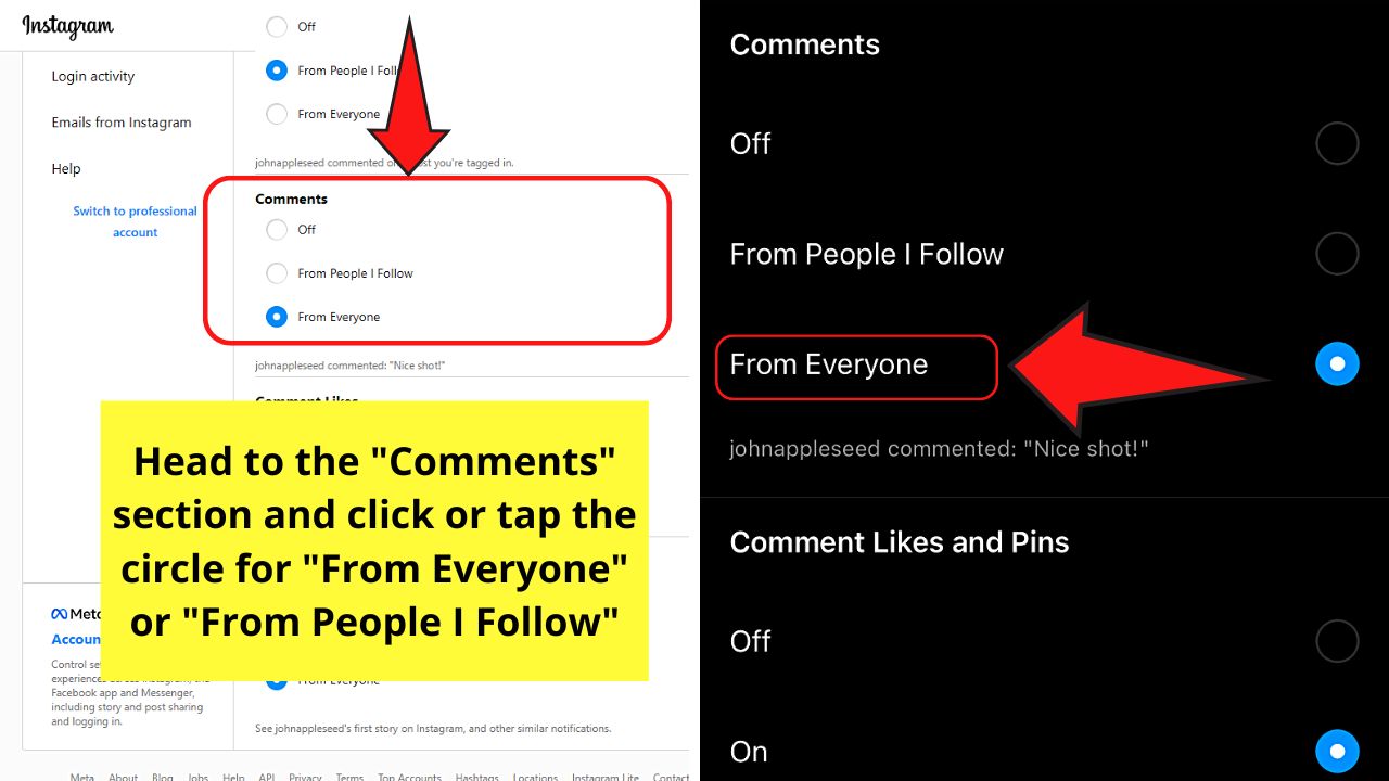 How to Find Someone's Comment on Instagram by Activating Push Notifications Step 5