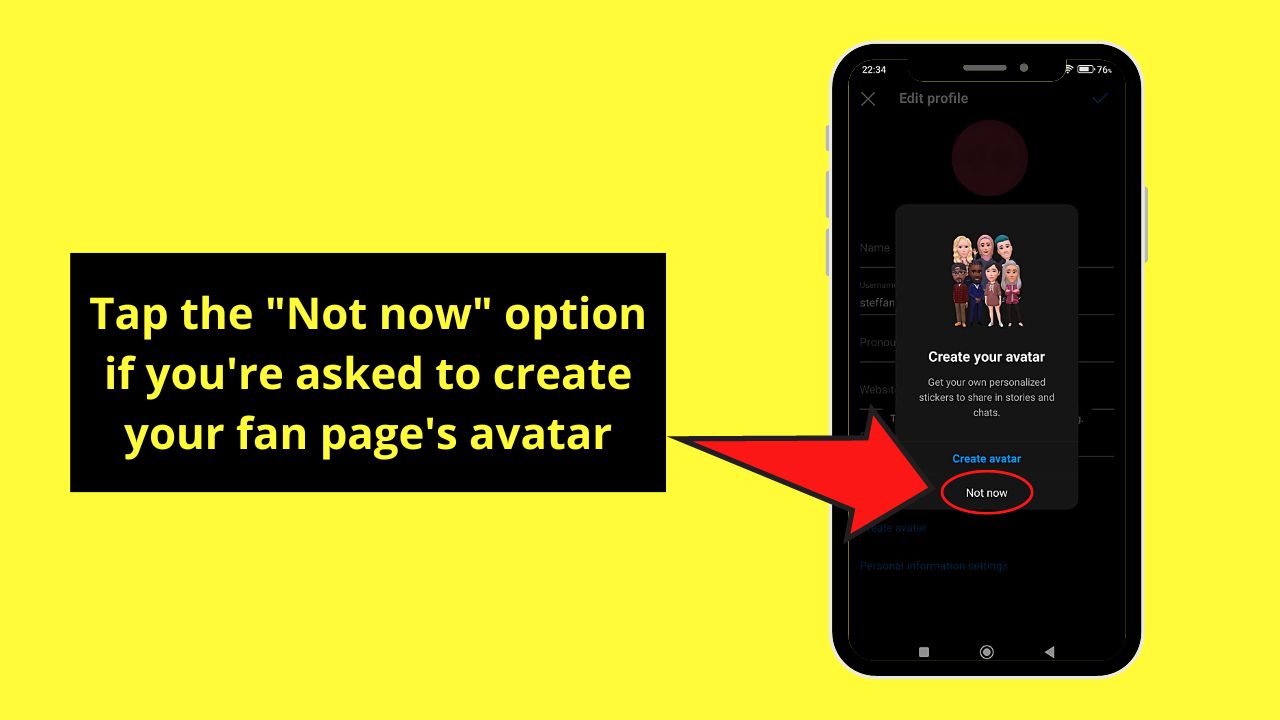 How to Make a Fan Page on Instagram (Android) Step 5.3