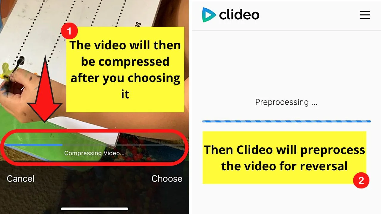 How to Reverse Video on the iPhone by Uploading to Clideo Step 5
