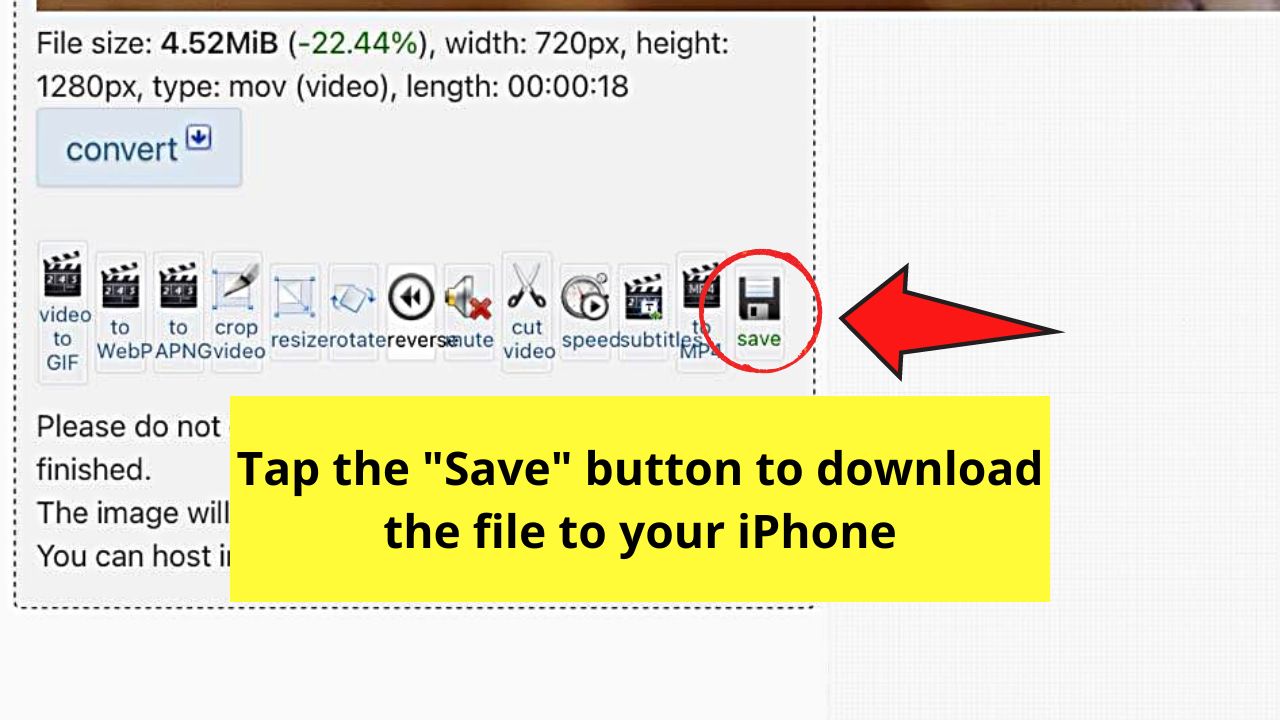 How to Reverse Video on the iPhone by Uploading to EZgif Step 7.2