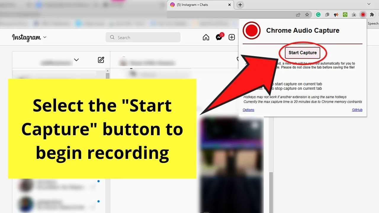 How to Save a Voice Message on Instagram Using a Third-Party Audio Recording App (Computer) Step 4