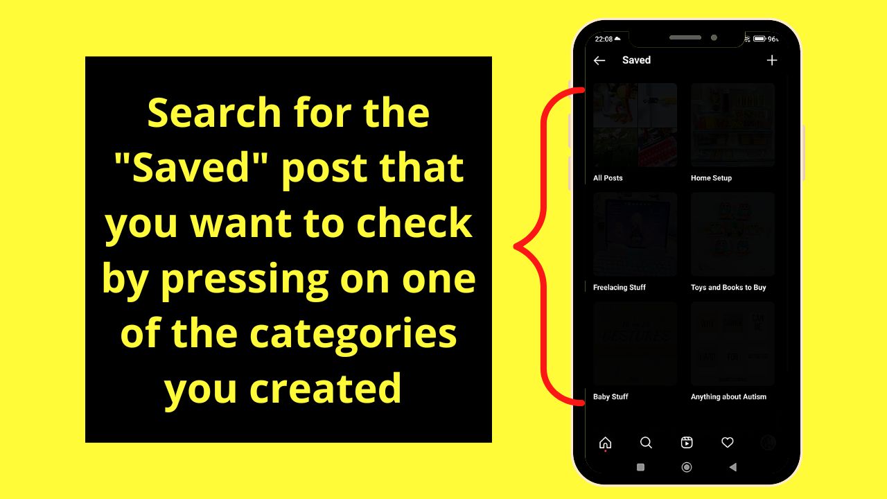How to See the Profiles I Visited on Instagram by Checking on Saved Posts on a Mobile Device Step 3