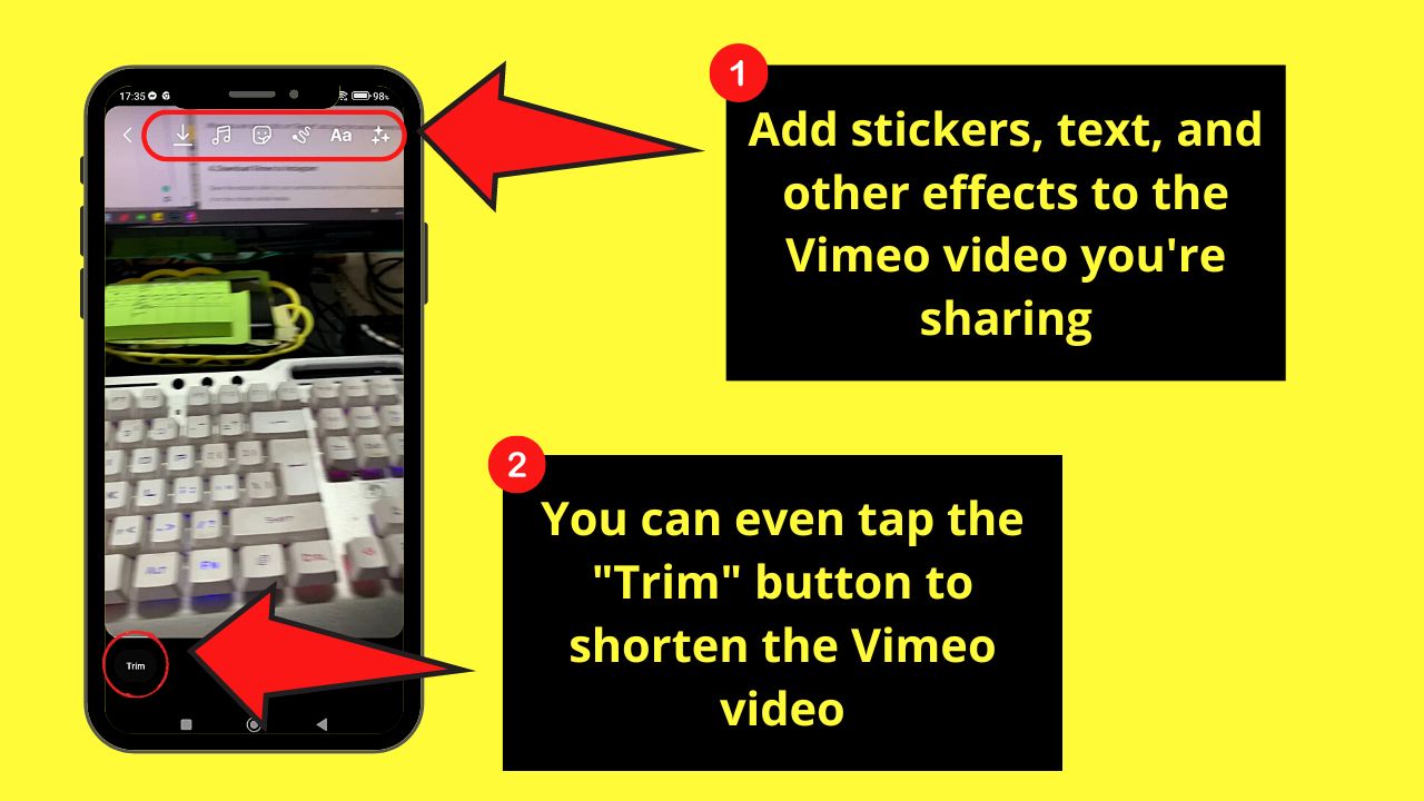 How to Share a Vimeo Video on Instagram (Android) Step 8