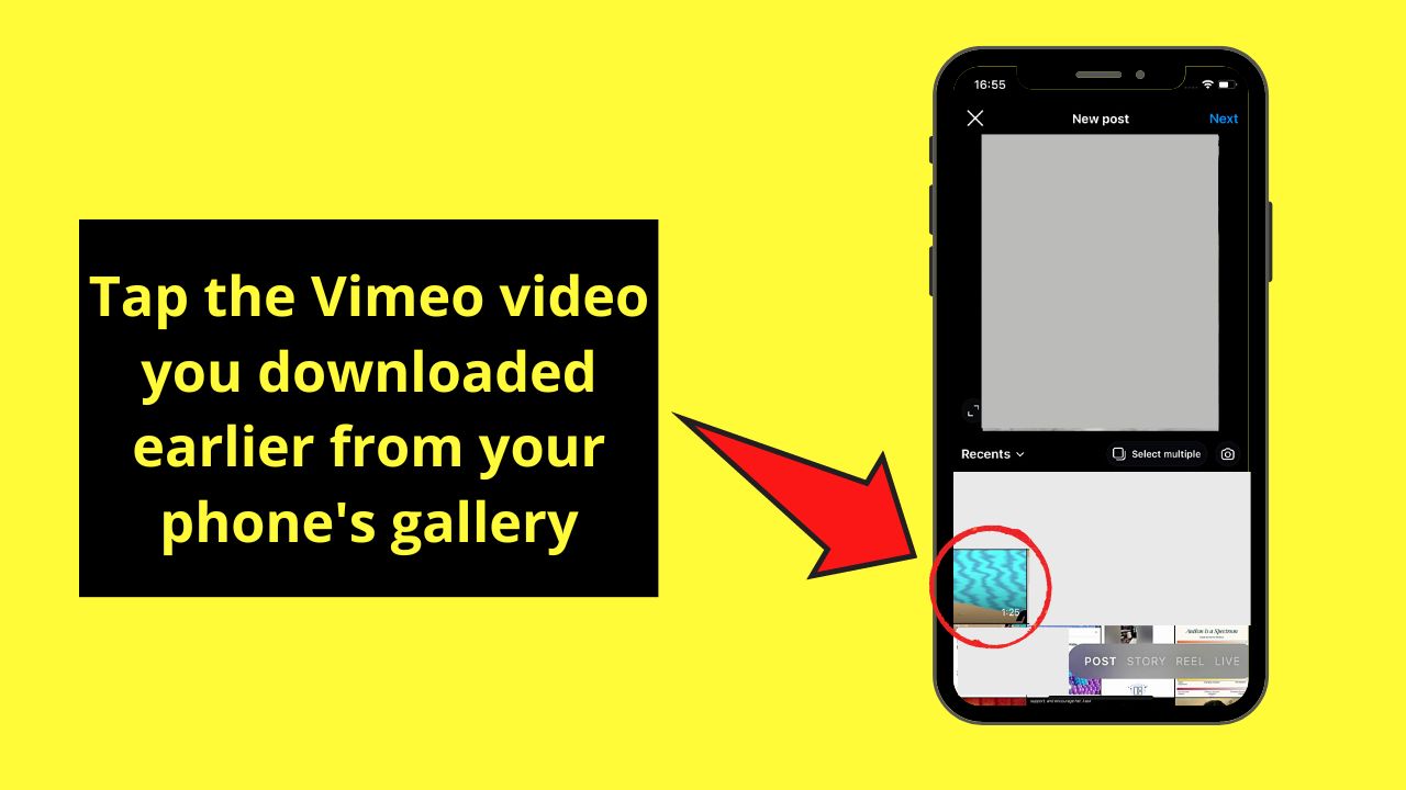 How to Share a Vimeo Video on Instagram (iOS) Step 9.1