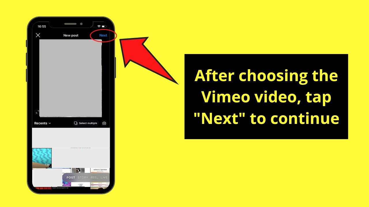 How to Share a Vimeo Video on Instagram (iOS) Step 9