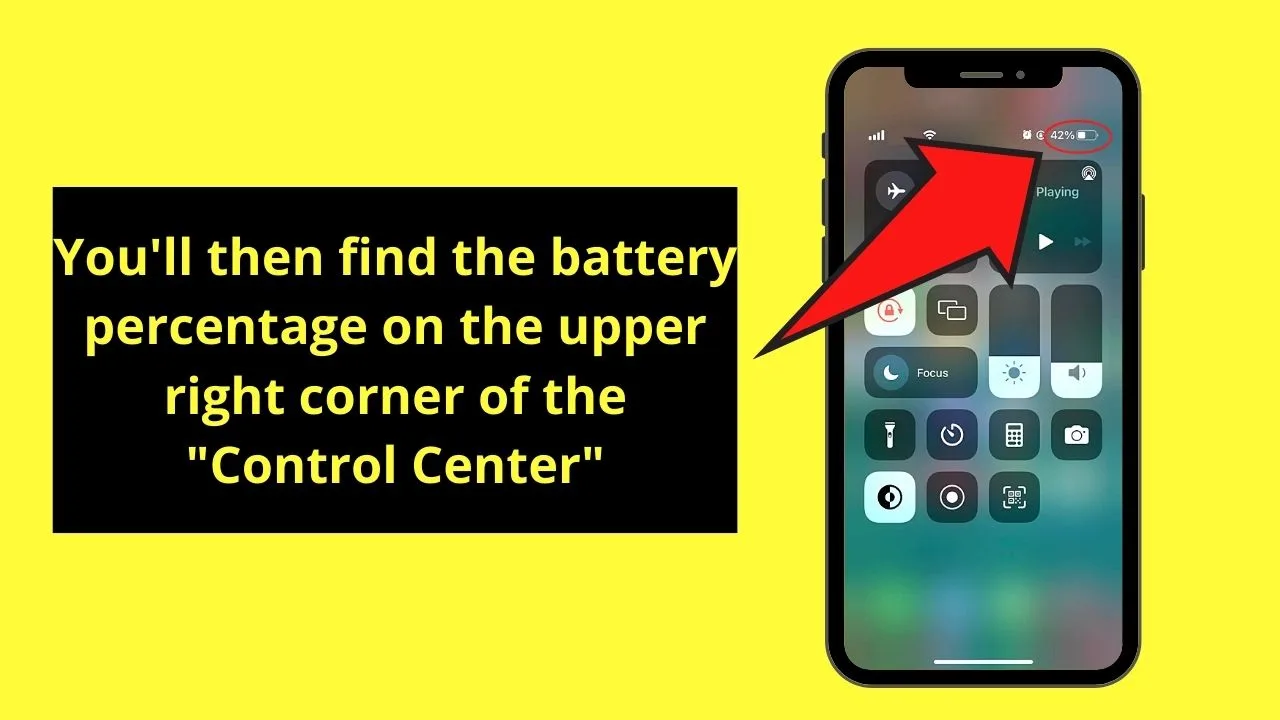 How to Turn on Battery Percentage on the iPhone with FaceID by Accessing the Control Center Step 2