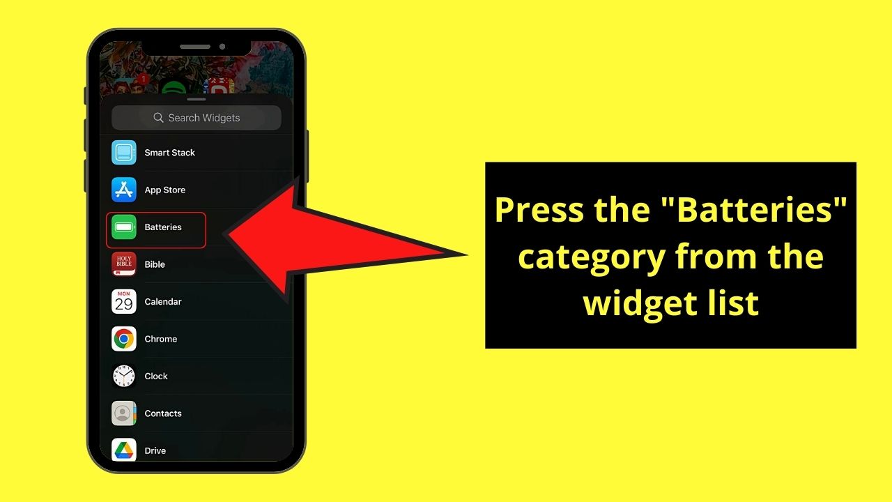 How to Turn on Battery Percentage on the iPhone with FaceID by Adding Battery Percentage Widget Step 3