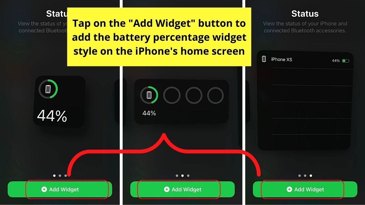 How to Turn on Battery Percentage on the iPhone with FaceID by Adding Battery Percentage Widget Step 4