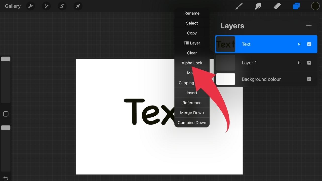 How to Use Alpha Lock on Text in Procreate Step 5