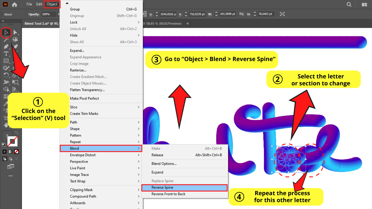 How to Use the Blend Tool to Get 3D Lettering Effect in Illustrator Step 9