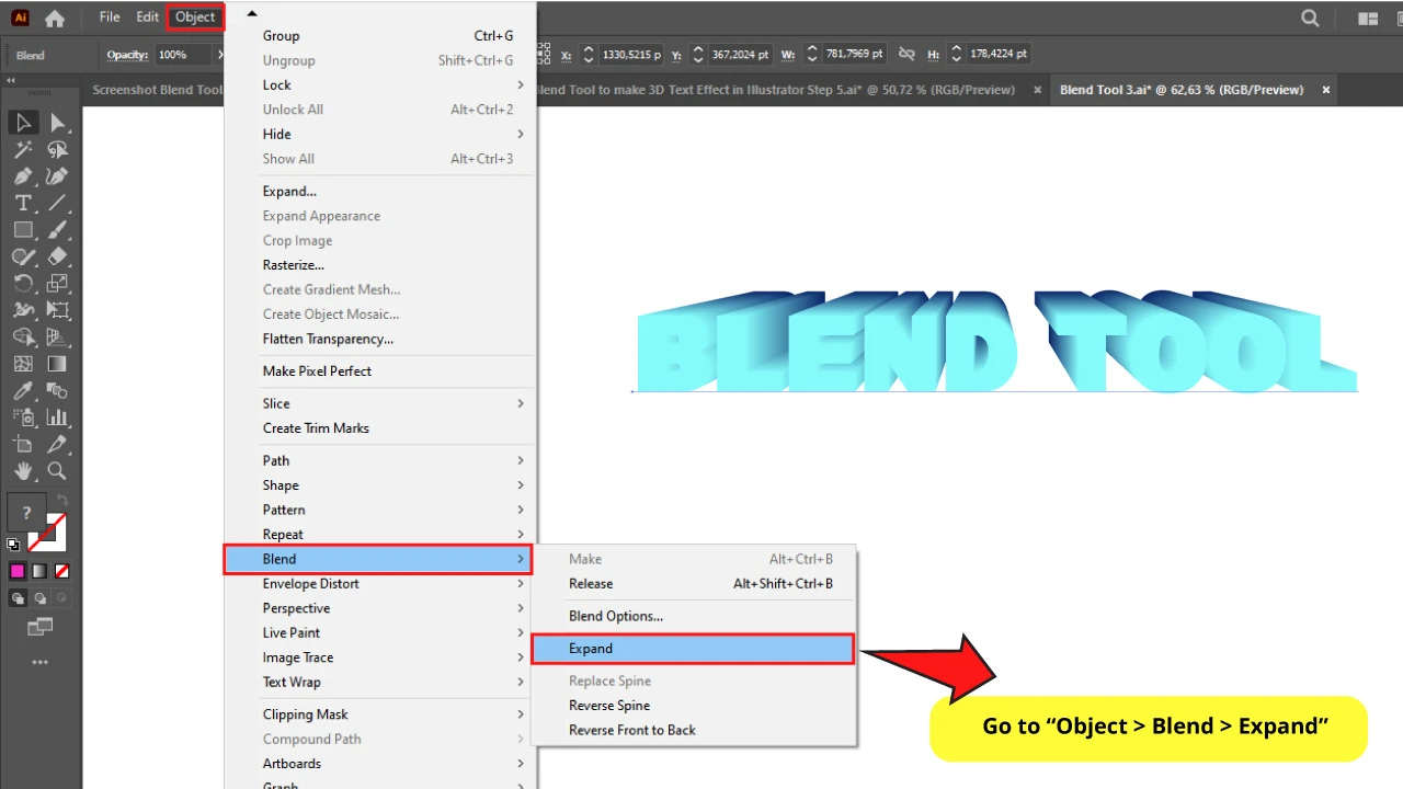 How to Use the Blend Tool to Get 3D Text Effect in Illustrator Step 6