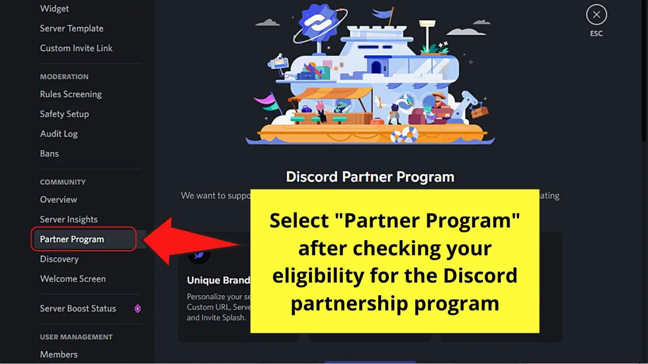 Submitting Application for Partnership Program on Discord Step 2