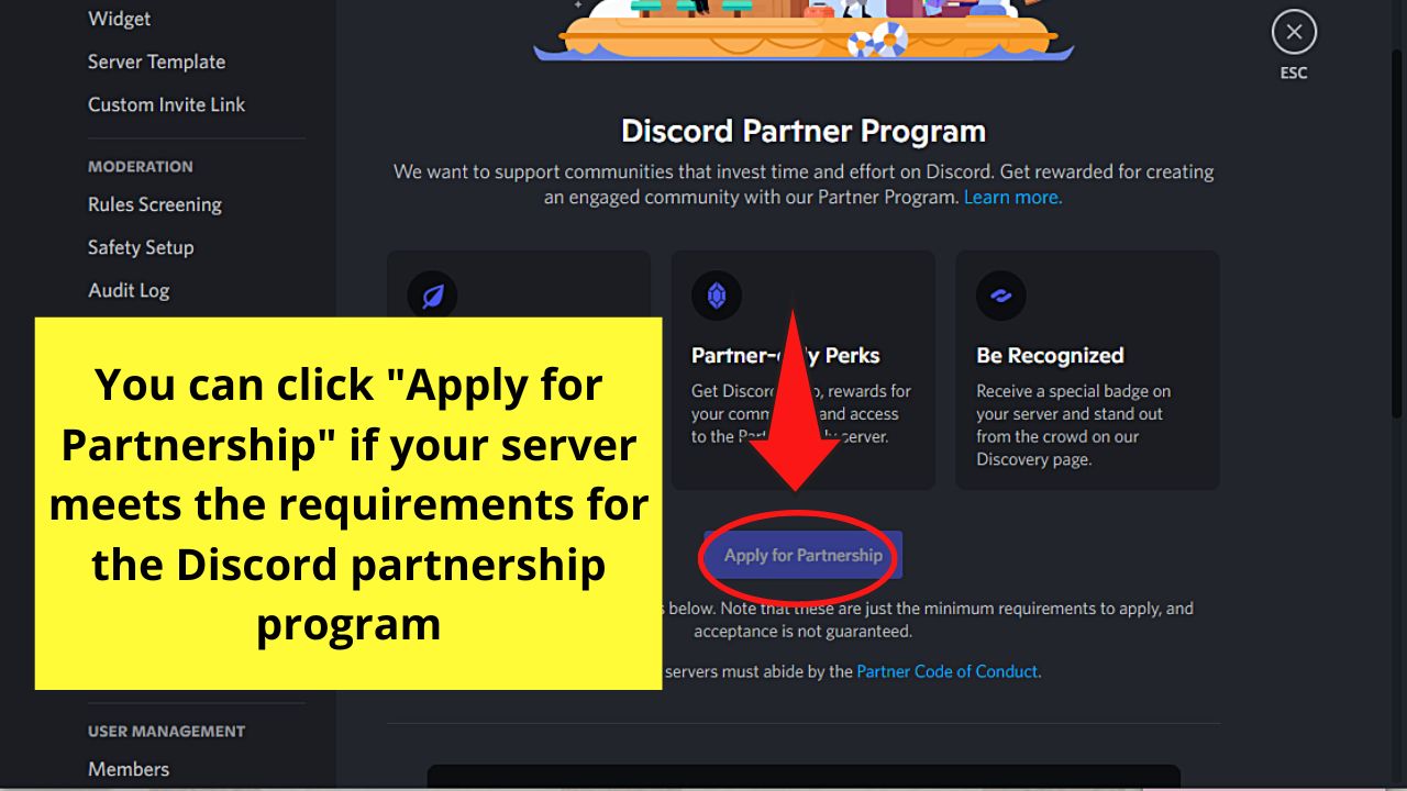 Submitting Application for Partnership Program on Discord Step 3